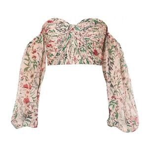 AMUR 100% SILK $395 Helene off shoulder romantic corset top